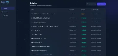 記事の一覧画面